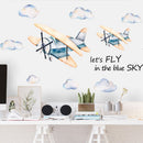 Fly in the sky Wall Stickers for Kids room Bedroom Eco-friendly Vinyl Wall Decals Cartoon Airplane Wall Murals Home Decoration