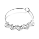 JewelOra Personalized Engraving Name Heart Charms Bracelets for Women Stainless Steel Customized Bangle DIY Jewelry Gift for Her