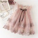 Humor Bear  Summer New  Sleeveless Cute Girl Dress Toddler Kid Princess Party Dress Print Back Bow Baby Kids Clothes