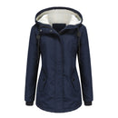Women Winter Coat Warm Slim Outerwear Fashion Elastic Waist Zipper Pocket Hooded Drawstring Overcoats Autumn Clothes