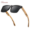 Ravenisa 斑马木方形太阳镜 偏光太阳镜 男士品牌设计师木质眼镜架 Oculos De Sol Feminino