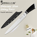 SOWOLL Cooking Kitchen Knife Tools Handmade Stainless Steel Knife 7 inch Japanese Cooking Knife Santoku Salmon Sushi Knife Gift