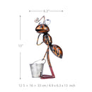 Tooarts 13inch Ant garden decor Iron garden decoration outdoor With Removable Bucket Succulent Flower Pot Trinket Storage