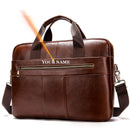 WESTAL Men's Briefcases Messenger Bag Men's Genuine Leather 14'' Laptop Bag Man Leather Office Business Bags for Document 8572