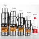 Eco-Friendly Insulated 1500ml Vacuum Flasks Large Capacity Thermals Cup Portable Rope Thermos Water Bottle With Tea Infuser