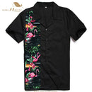 SISHION L-2XL  Men Shirt ST110 Short Sleeve Black Red Rockabilly Cotton Casual Bowling Shirts for Men camisa masculina
