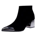 2021 Fashion Ladies High Heels Boots Warm Shoes Pointed toe Women Winter Chelsea Boots Women Ankle Boots Square Heel 6cm N046