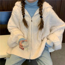 女式秋冬宽松针织开衫休闲2022连帽麻花毛衣拉链长袖钩编外套