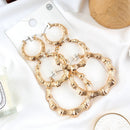 Statement Sliver/Gold Color Big Bamboo Circle Hoop Earrings For Women Hip Hop Large Celebrity Basketball Wives Earrings Hoops