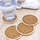 The Sacred Geometry | Flower of Life Engraved Wooden Coaster Set