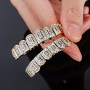 TOPGRILLZ 2021 New Baguette Set Teeth Grillz Full Iced Micro Pave Cubic Zirconia 14K White Gold Hip Hop Jewelry For Men Women