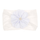 Nishine Soft Stretch Satin Rose Flower Baby Headband Newborn Knot Wide Nylon Headwraps Turban Girls Headwear Kids Photo Props