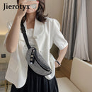 JIEROTYX 时尚水钻女士腰包斜挎包胸包旅行休闲女士链条朋克腰带包