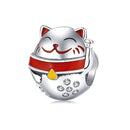 WOSTU Cute Cat Charms 925 Sterling Silver Animal Pussy Zirconia Beads Fit Original Bracelet Pendant DIY Necklace Jewelry