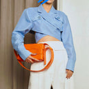 VGH Asymmetrical Slim Women's Blouses Lapel Collar Long Sleeve Casual Short Shirts Tops For Female Fashion Clothing 2022