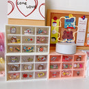 MINKYS Kawaii White/Pink 9 Grid ABS Drawer Desktop Organizer Desk Storage Box Free Sticker School Stationery Accessories
