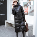 2022冬季羽绒棉服女装长款派克大衣修身连帽保暖冬外套女黑色大衣V1162