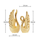 EWAYS 2PCS/SET Swan Lovers Home Decor Ceramic Crafts Porcelain Animal Figurines Wedding Decoration Lovers New Year Gift