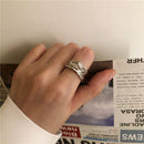 Foxanry Minimalist 925 Stamp Rings for Women New Fashion Creative Irregular Surface Geometric Party Jewelry Gifts