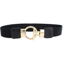 Designer Luxury Fashion Girl Elastic Belt New Dress Skirt Elastic Wide Waist Seal Gold Round Buckle Women&