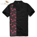 SISHION L-2XL  Men Shirt ST110 Short Sleeve Black Red Rockabilly Cotton Casual Bowling Shirts for Men camisa masculina
