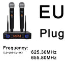 Lomeho 2 Handheld Mic UHF Frequencies Dynamic Capsule 2 Channels Wireless Microphone for Karaoke System LO-U02