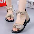 New 2022 Summer Girls Sandals Fashion Bowknot Zipper Princess Girls Shoes Children Kids Baby Party Flat Sandals Shoes A857
