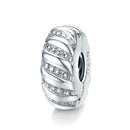 BISAER Authentic 925 Sterling Silver Stopper Clip Heart Star Charm Clear CZ Beads Fit Charm Silver 925 Bracelet Jewelry Making