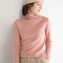 SuyaDream Woman Solid Wool Sweaters 100%Wool Turtleneck Plain Pullovers 2021 Fall Winter Bottoming Shirts Knitwear