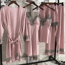 Kimono Robe Gown Women Lace Pajamas Sets Veste Polaire Suit Nightwear Bathrobe Summer Sleepwear Loose Pyjamas Pour Femme