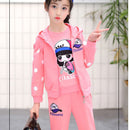 冬季女童服装套装 花卉图案女婴服饰 棉质儿童运动服 卫衣+长裤 圣诞服装
