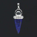 KFT Natural Healing Crystal Quartz Cone Shape Amethysts Stone with Round Beads Pendulum Stone Pendant Amulet Jewelry