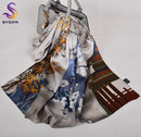 [BYSIFA] 新品奢华纯真丝围巾披肩 女士春秋长款丝巾 品牌100%桑蚕丝颈部围巾方巾 175*52cm