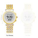 AL Harameen Fajr Time Watch with Azan and Qibla Direction Water Resistant Stainless Steel Islamic Lady Prayer Clock