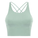 Solid Spaghetti Straps Cross Back Yoga Gym Crop Top Women Running Sport Bra Padded Activewear Exercise Fitness Cropped Tank Tops