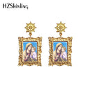 2020 Antique Dangle Earrings Mother of God Virgin Mary Retro Paintings Glass Cabochon Mandala Pendants Jewelry for Women