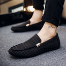 2022 New Fashion Men's Shoes Spring Style Canvas Men Loafers Comfortable Leather Shoes Men Flats Metal Decoration Driving Shoes