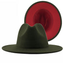 New White Red Patchwork Felt Jazz Hat Cap Men Women Flat Brim Wool Blend Fedora Hats Panama Trilby Vintage Hat 56-58-60CM