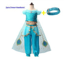 Movie Girls Kid Summer Jasmine Princess Dance Dress Children Aladdin Halloween Party Performance Costume Top Skirt Pant Set