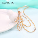 LADYCHIC 时尚女士 AAA 锆石十字架吊坠金色铜水晶耶稣十字架吊坠项链嘻哈饰品 LN1060