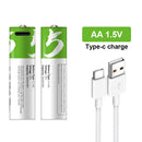 New Original AA 1.5V 2600 mWh USB rechargeable li-ion battery for remote control mouse small fan Electric toy battery + Cable
