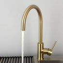 Kitchen Water Tap Brushed Gold & Black Kitchen Faucet Single Handle Rotation Classical Sink Water Mixer