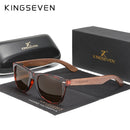 KINGSEVEN 新黑胡桃木偏光太阳镜 男士眼镜 手工制作 UV400 防护复古木盒