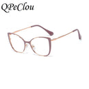 QPeClou Unique Vintage Cat Eye Glasses Women 2019 Retro Metal Cateye Eyeglasses Frames Female Clear lens Optical Oculos Gafas