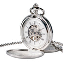 Top Luxury Smooth Roman Numerals Vintage Mechanical Pocket Watch Steampunk Hand Winding Men&
