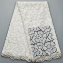 Kalume White African Tulle Lace Fabric Sequin 5 Yards 2021 Nigerian Mesh Lace Fabrics High Quality For Sew Wedding Cloth F1999