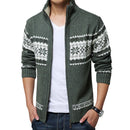 New Autumn Winter Men's Sweater Wool Men Mandarin Collar Solid Color Casual Sweater Men's Thick Fit Brand Knitted Cardigans
