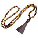 Natural Grade A 8mm Tiger Eye Stone and Black Bright Onyx Beads Necklace108 Bead Mala Jewelry Buddha Prayer Bracelet Women Men
