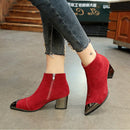 2021 Fashion Ladies High Heels Boots Warm Shoes Pointed toe Women Winter Chelsea Boots Women Ankle Boots Square Heel 6cm N046