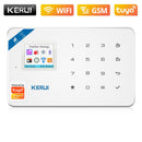 KERUI智能家居安防报警系统 无线WiFi GSM 涂鸦控制APP 1.7英寸彩屏操作语音提示主机